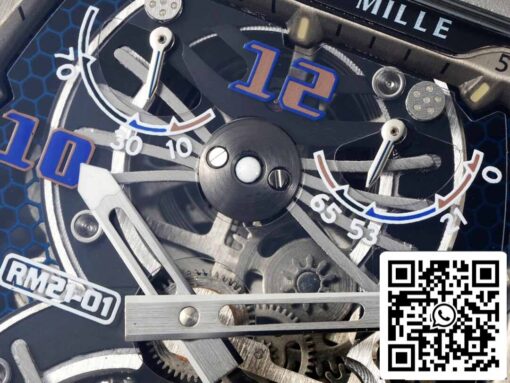 Richard Mille RM21-01 1:1 Best Edition RM Factory Tourbillon Skeleton Dial Black Strap - Imagen 6