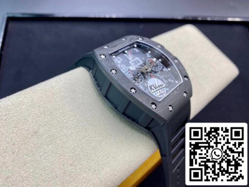 Richard Mille RM011 1:1 Best Edition KV Factory Carbon Fiber Black Rubber Strap - immagine 7