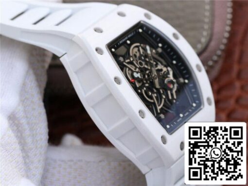 Richard Mille RM055 1:1 Best Edition KV Factory Ceramic White Rubber Strap - immagine 6