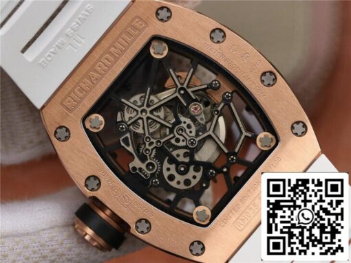 Richard Mille RM035 Americas KV Factory 1:1 Best Edition Rose Gold White Strap - immagine 5