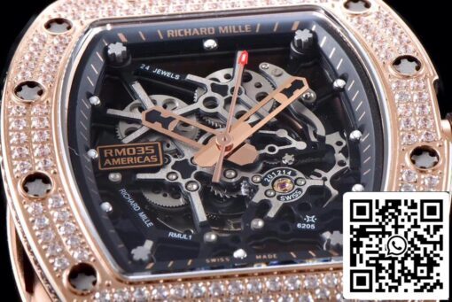 Richard Mille RM035 Americas 1:1 Best Edition KV Factory Rose Gold Diamond Case - immagine 4