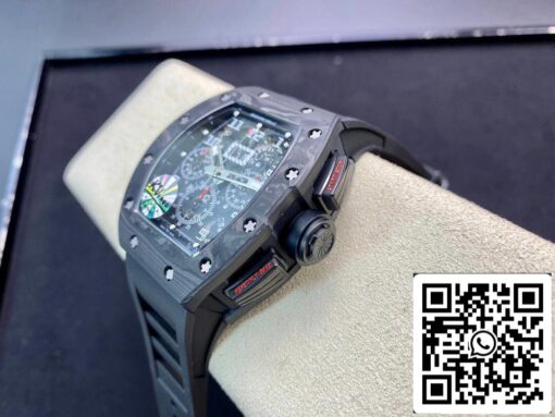 Richard Mille RM011 1:1 Best Edition KV Factory Carbon Fiber Black Rubber Strap - immagine 5