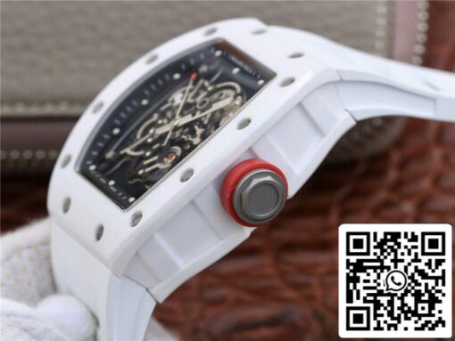 Richard Mille RM055 1:1 Best Edition KV Factory Ceramic White Rubber Strap - immagine 4