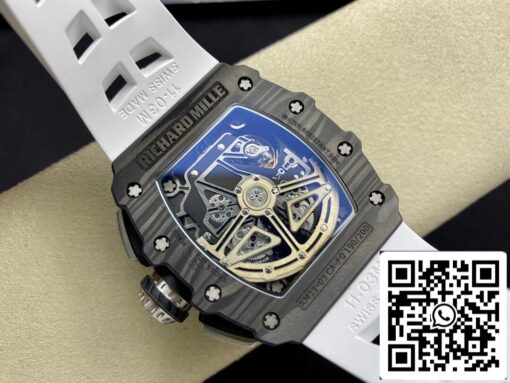 Richard Mille RM011-03 1:1 Best Edition KV Factory Carbon Fiber White Strap - Image 3