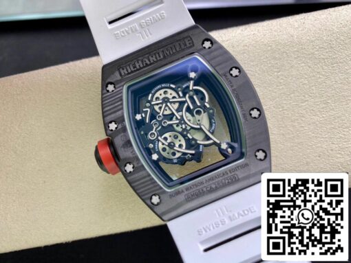 Richard Mille RM055 1:1 Best Edition KV Factory V2 White Rubber Strap - immagine 6