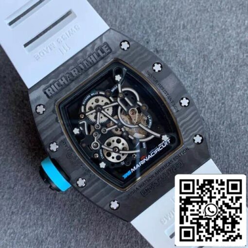 Richard Mille RM055 1:1 Best Edition KV Factory V2 Carbon Fiber Rubber Strap - immagine 7