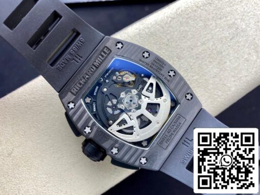 Richard Mille RM011 1:1 Best Edition KV Factory Carbon Fiber Black Rubber Strap - immagine 4