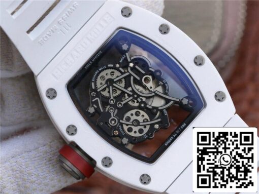 Richard Mille RM055 1:1 Best Edition KV Factory Ceramic White Rubber Strap - immagine 3