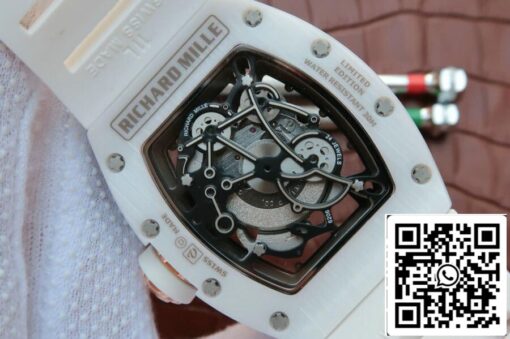 Richard Mille RM055 1:1 Best Edition KV Factory White Ceramic Rubber Strap - immagine 4