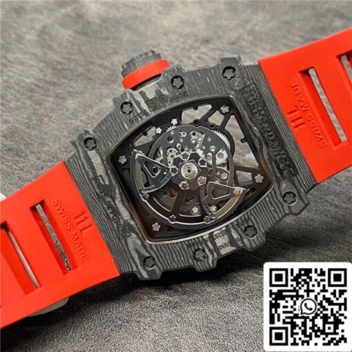 Richard Mille RM35-02 1:1 Best Edition KV Factory Carbon Fiber Red Strap - immagine 4