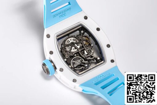 Richard Mille RM-055 1:1 Best Edition BBR Factory Ceramic Case Blue Strap - Image 3