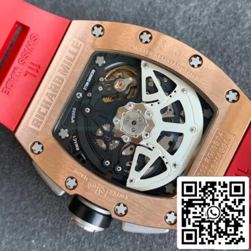 Richard Mille RM011 1:1 Best Edition KV Factory Rose Gold Red Strap - immagine 2