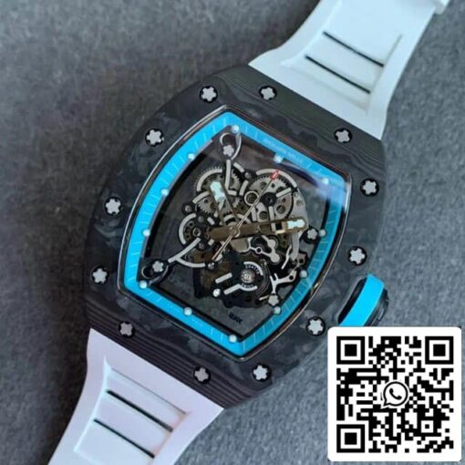 Richard Mille RM055 1:1 Best Edition KV Factory V2 Carbon Fiber Rubber Strap - immagine 8