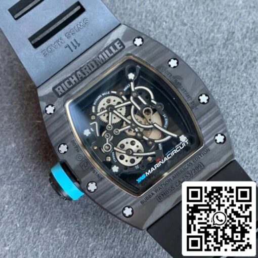 Richard Mille RM055 1:1 Best Edition KV Factory V2 Carbon Fiber Skeleton Dial - immagine 8