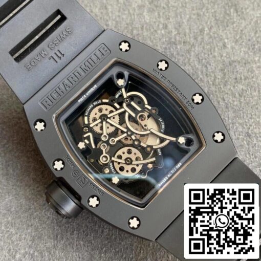 Richard Mille RM055 1:1 Best Edition KV Factory V2 Ceramic Black Strap - immagine 4