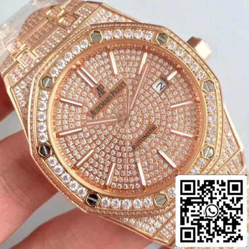 Audemars Piguet Royal Oak 1:1 Best Edition Swiss ETA3120 Rose Gold Diamond Dial EU Watch Store