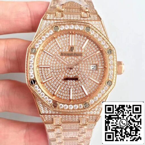 Audemars Piguet Royal Oak 1:1 Best Edition Swiss ETA3120 Rose Gold Diamond Dial EU Watch Store