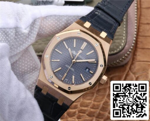 Audemars Piguet Royal Oak 15400 1:1 Best Edition OM Factory Rose Gold Leather Strap EU Watch Store