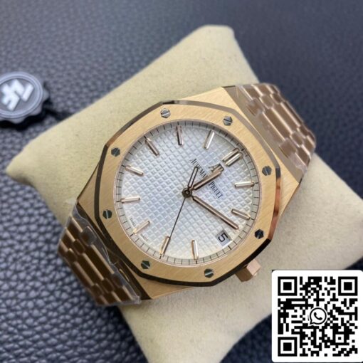 Audemars Piguet Royal Oak 15500 1:1 Best Edition ZF Factory Rose Gold White Dial EU Watch Store