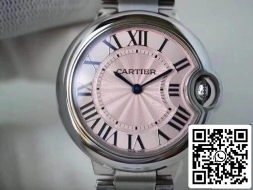 Ballon Bleu De Cartier 33 mm V6 Factory 1:1 Best Edition Swiss ETA076 Pink Dial US Replica Watch