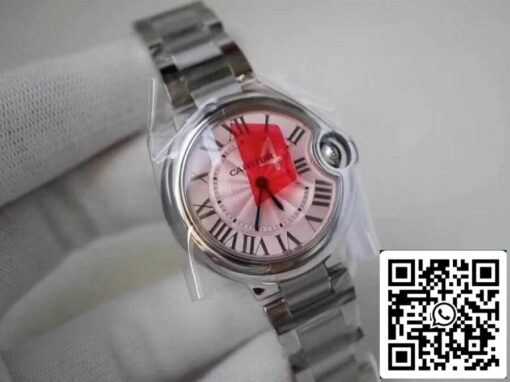 Ballon Bleu De Cartier 33 mm V6 Factory 1:1 Best Edition Swiss ETA076 Pink Dial US Replica Watch