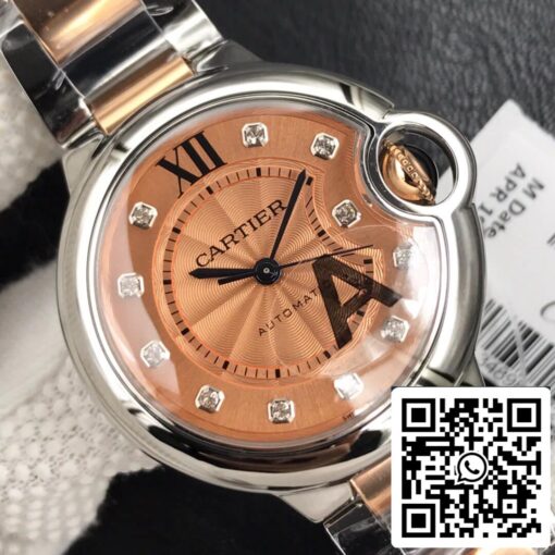 Ballon Bleu De Cartier 33MM 1:1 Best Edition V6 Factory Rose Gold Dial US Replica Watch