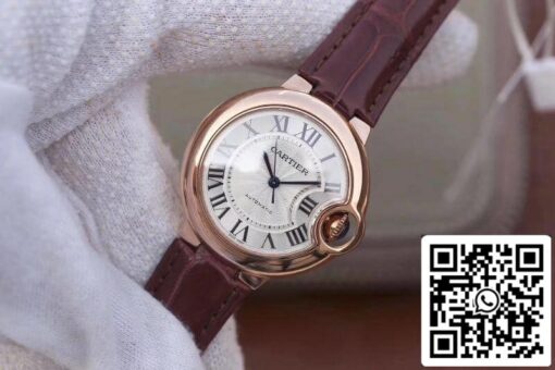 Ballon Bleu De Cartier 33mm Rosegold 1:1 Best Edition Brown Leather Strap Swiss ETA 2671 US Replica Watch