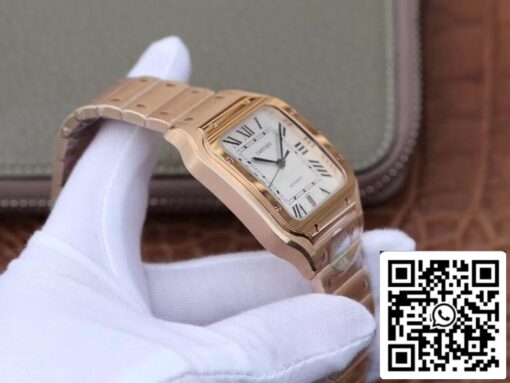 Cartier De Santos Stainless Steel Case BV Factory 1:1 Best Edition White Dial Swiss ETA9015 18K Gold White Dial US Replica Watch