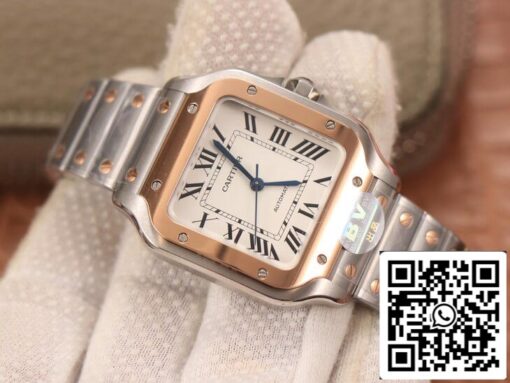 Cartier De Santos W2SA0007 1:1 Best Edition BV Factory Gold Bezel White Dial US Replica Watch