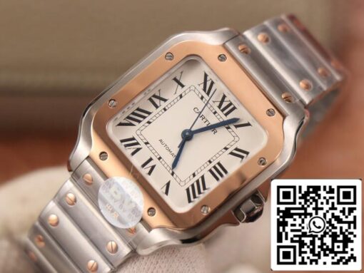 Cartier De Santos W2SA0007 1:1 Best Edition BV Factory Gold Bezel White Dial US Replica Watch