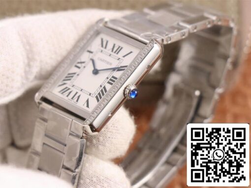 Cartier Tank 1:1 Best Edition K11 Factory Stainless Steel Diamond US Replica Watch