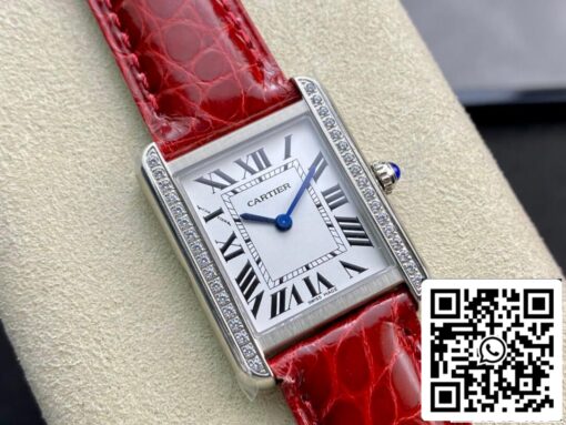 Cartier Tank 27MM 1:1 Best Edition K11 Factory V2 Red Strap US Replica Watch