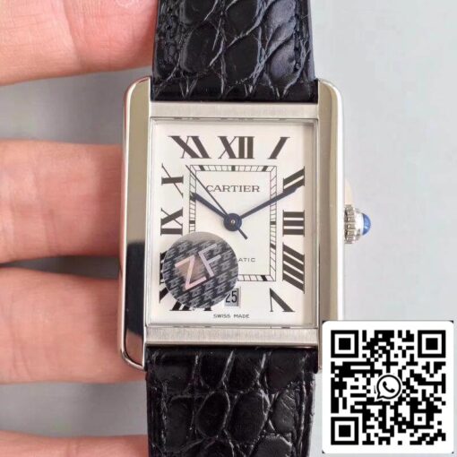 Cartier Tank Solo W5200027 ZF Factory 1:1 Best Edition Mechanical Watches Swiss ETA9015 Black Leather Strap US Replica Watch