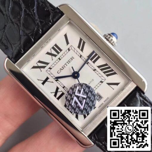 Cartier Tank Solo W5200027 ZF Factory 1:1 Best Edition Mechanical Watches Swiss ETA9015 Black Leather Strap US Replica Watch