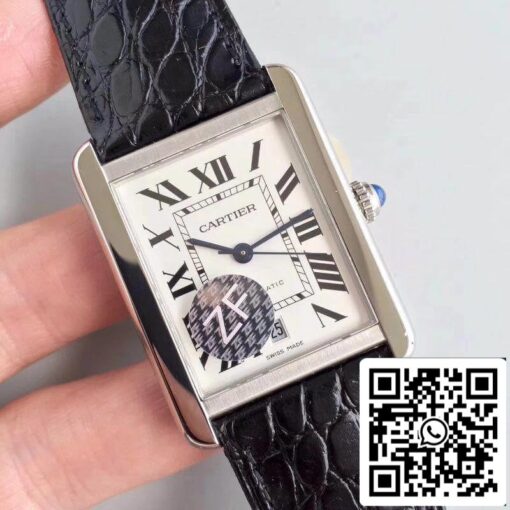 Cartier Tank Solo W5200027 ZF Factory 1:1 Best Edition Mechanical Watches Swiss ETA9015 Black Leather Strap US Replica Watch