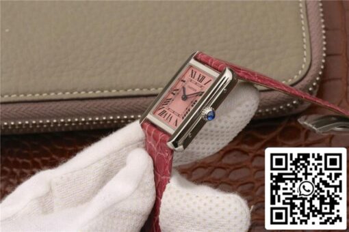 Cartier Tank W5200000 Ladies 1:1 Best Edition K11 Factory Pink Dial US Replica Watch