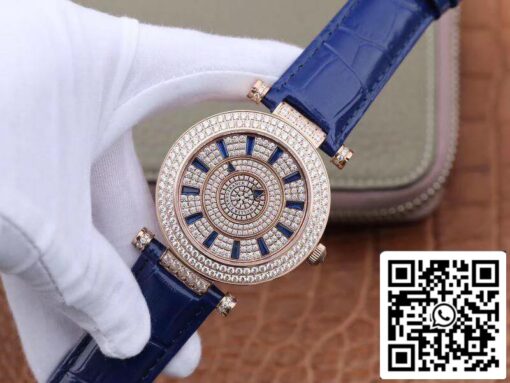 Franck Muller Double Mystery Rosegold D 3R CD 42 1:1 Best Edition Blue Leather Strap Swiss FM.800 US Replica Watch