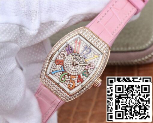 Franck Muller Vanguard Ladies 1:1 Best Edition ABF Factory Rose Gold Diamond-set Dial US Replica Watch