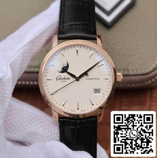 Glashutte Original Senator 1-36-04-04-02-01 Moonphase 18K Rosegold 1:1 Best Edition Swiss ETA36-03 White Dial US Replica Watch