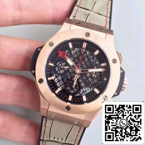 Hublot Big Bang Aero Bang Gold Mechanical Watches 1:1 Best Edition Swiss ETA4100 Black Skeleton Dial US Replica Watch