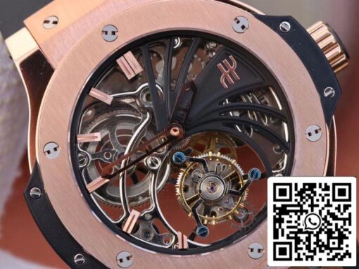 Hublot Big Bang hollow tourbillon 1:1 Best Edition Swiss Seagull hand-winding tourbillon movement 18K Rose Gold US Replica Watch