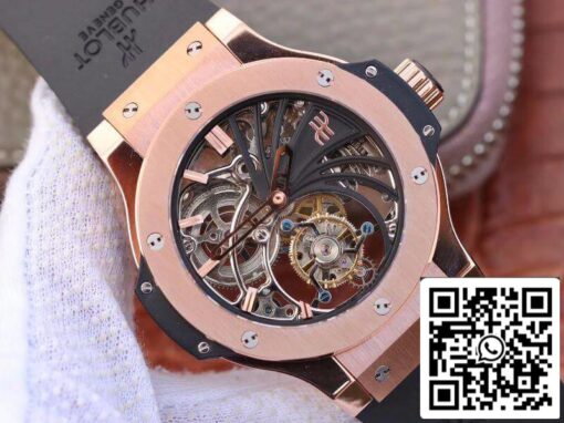 Hublot Big Bang hollow tourbillon 1:1 Best Edition Swiss Seagull hand-winding tourbillon movement 18K Rose Gold US Replica Watch