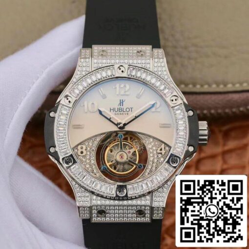 Hublot Classic Fusion 45mm Tourbillon With Diamond Gray Dial 1:1 Best Edition on Black Rubber Strap Swiss Tourbillon US Replica Watch