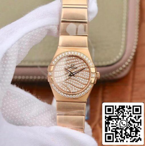 Omega Constellation 27mm Quartz Ladies 18K Rosegold TW Factory 1:1 Best Edition Swiss Eta Quartz 1376 US Replica Watch