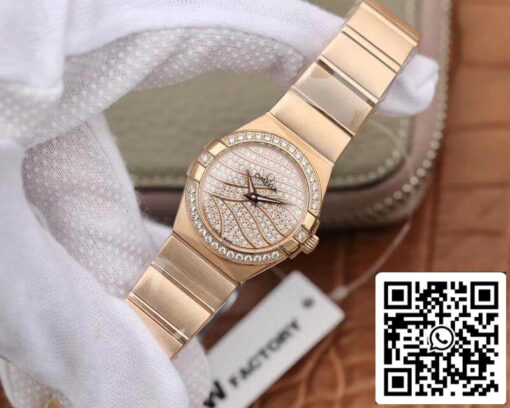 Omega Constellation 27mm Quartz Ladies 18K Rosegold TW Factory 1:1 Best Edition Swiss Eta Quartz 1376 US Replica Watch