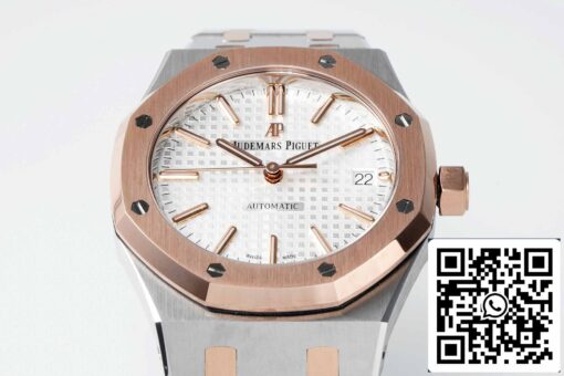 Audemars Piguet Royal Oak 15450SR.OO.1256SR.01 APS Factory 1:1 Best Edition V3 White Dial Rose Gold and Steel - 이미지 3