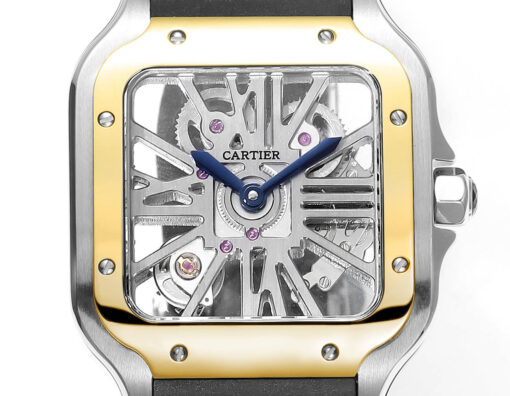 Cartier santos Skeleton 40mm  THB Factory 1:1 Best Edition Gold Bezel and White Case - immagine 3