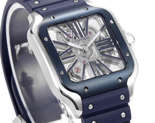 Cartier santos Skeleton 40mm  WHSA0026 THB Factory 1:1 Best Edition Blue bezel - immagine 3