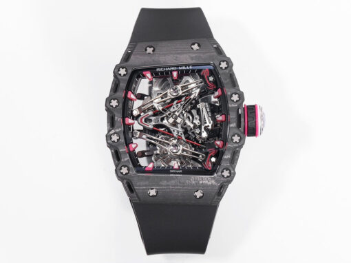 Richard Mille Bubba Watson Tourbillon RM38-02  1:1 Best Edition Black Carbon Case Rubber Strap