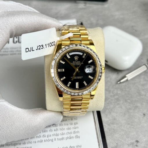 Rolex Day-Date 40 228398TBR wrapped yellow gold 18k and Baguette moissanite bezel